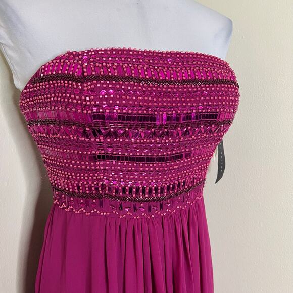 Aidan Mattox Formal Gown 4 Maxi Dress Beaded Prom Special Occasion Strapless New - Picture 4 of 12